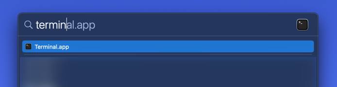 Using Spotlight to open the Terminal app Using Spotlight to open the Terminal app