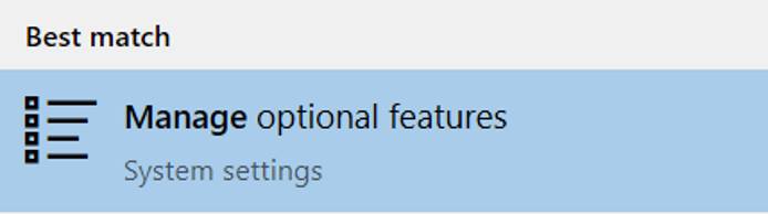 Manage Optional Features Search Manage Optional Features Search