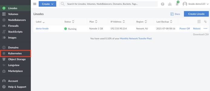 Kubernetes cluster listing page