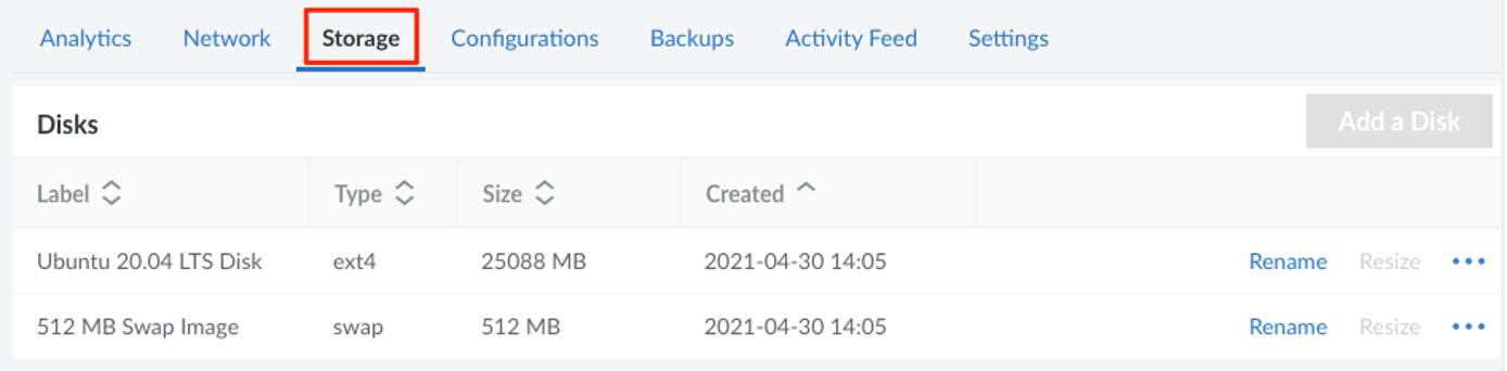 Viewing the total Storage on a Linode Viewing the total storage on a Linode