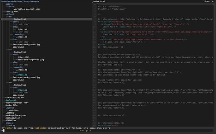 A directory tree and file preview side by side in broot