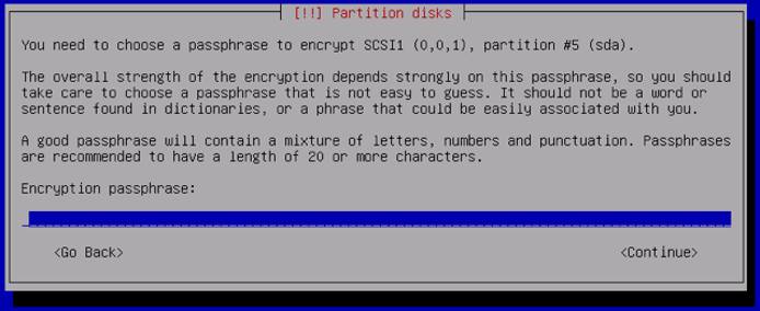 Debian 8 Encryption Passphrase