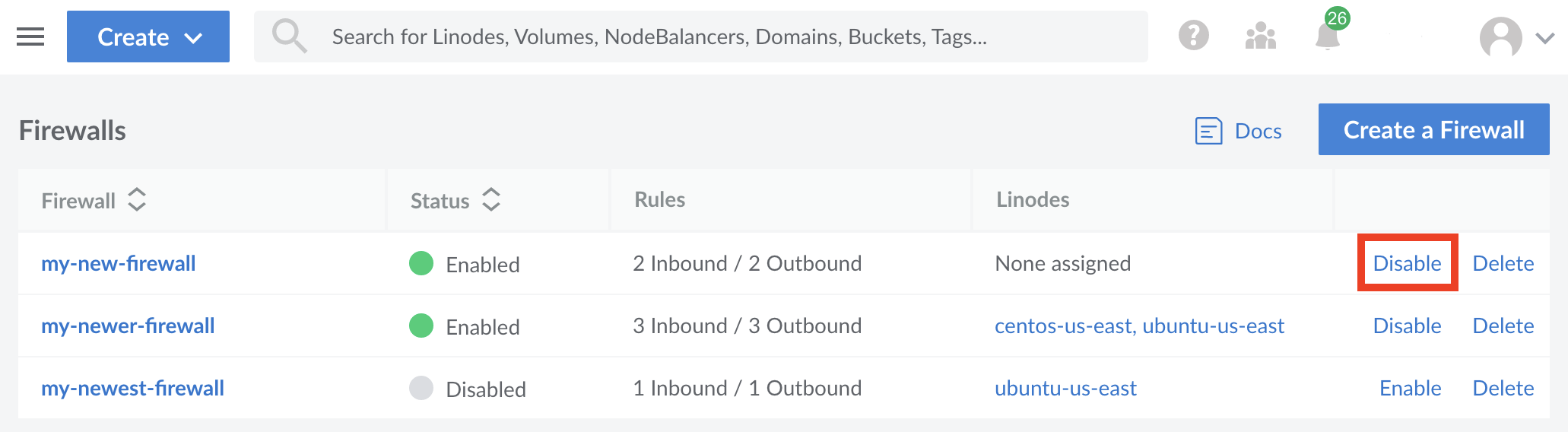 Update your Firewall’s status.